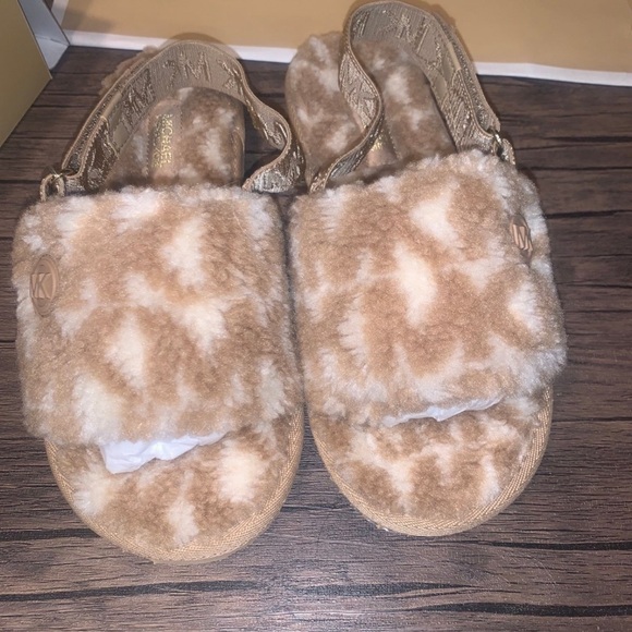 Michael Kors JUNIPER SLIDE SLIPPER in Camel Multi NWB size 8W BNWT - Picture 5 of 10
